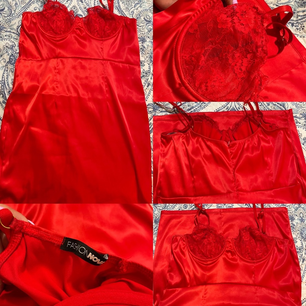 Beautiful red sexy fashion nova stretch fabric with embroidery in the bust area